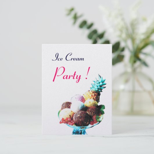 ICE CREAM BIRTHDAY PARTY, white ice metallic Kaart (Staand voorkant)