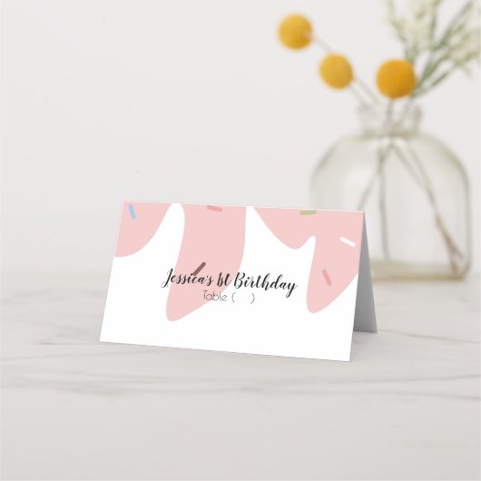 Ice Cream Birthday Pink Sprinkles Table Plaatskaartje (Voorkant)