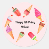 Ice Cream Birthday Popsiche Pool Party Ronde Sticker (Voorkant)