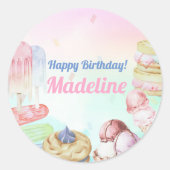 Ice Cream Birthday Ronde Sticker (Voorkant)