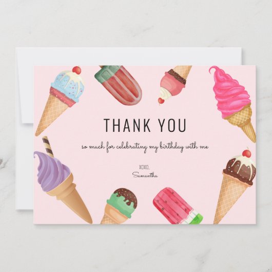 Ice Cream Birthday Roze Hartelijk dank (Voorkant)