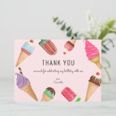 Ice Cream Birthday Roze Hartelijk dank (Staand voorkant)