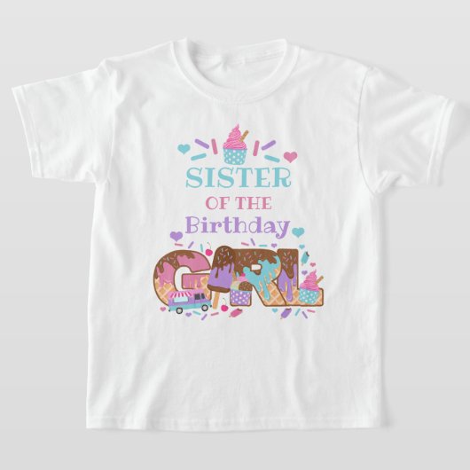 Ice Cream Birthday shirt Zuster van de verjaardag (Laagn)