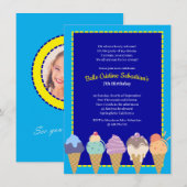 Ice Cream Birthday Summer Kaart (Voorkant / Achterkant)