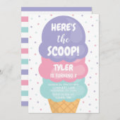 Ice Cream Birthday Uitnodiging (Voorkant / Achterkant)