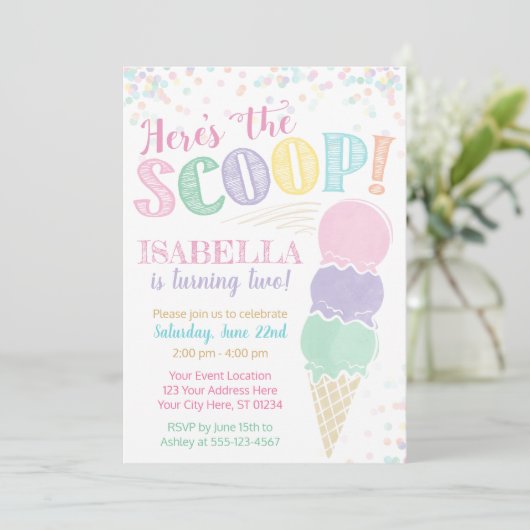 Ice Cream Birthday Uitnodiging (Staand voorkant)
