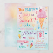 Ice Cream Birthday Uitnodiging (Voorkant / Achterkant)