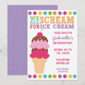 Ice Cream Birthday Uitnodiging (Voorkant / Achterkant)