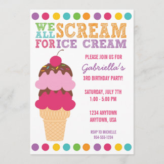 Ice Cream Birthday Uitnodiging
