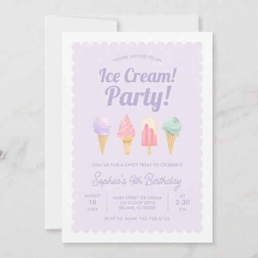 Ice Cream Birthday Uitnodiging (Voorkant)
