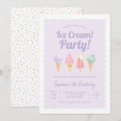 Ice Cream Birthday Uitnodiging (Voorkant / Achterkant)