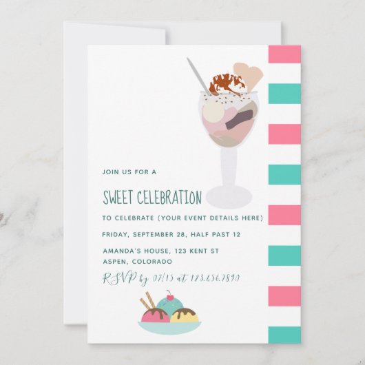 Ice Cream Birthday-uitnodiging Kaart (Voorkant)