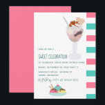 Ice Cream Birthday-uitnodiging Kaart<br><div class="desc">Ice Cream Party nodigt u uit met elegante handschrift-typografie voor elke gelegenheid die aan uw specificaties kan worden aangepast.</div>