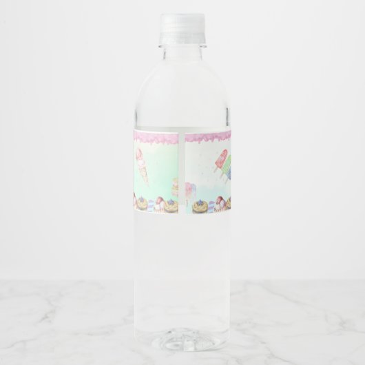 Ice Cream Birthday Waterfles Etiket (Achterkant)