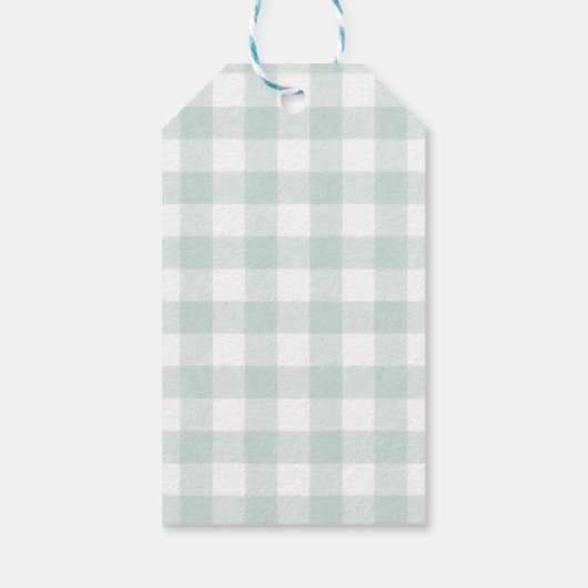 Ice Cream Blue Bow Gingham Birthday Party Cadeaulabel (Achterkant)