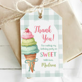 Ice Cream Blue Bow Gingham Birthday Party Cadeaulabel