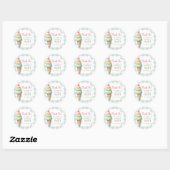 Ice Cream Blue Bow Gingham Birthday Party Ronde Sticker (Vel)