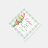 Ice Cream Blue Bow Gingham Birthday Party Servet (Hoek)