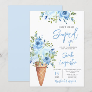 Ice Cream Blue Floral Vrijgezellenfeest Kaart