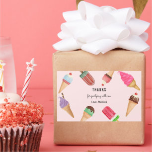 Ice Cream Blue Pink Popsics Rechthoekige Sticker