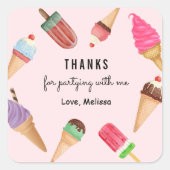 Ice Cream Blue Pink Popsiful Colorful Bedankt Vierkante Sticker (Voorkant)