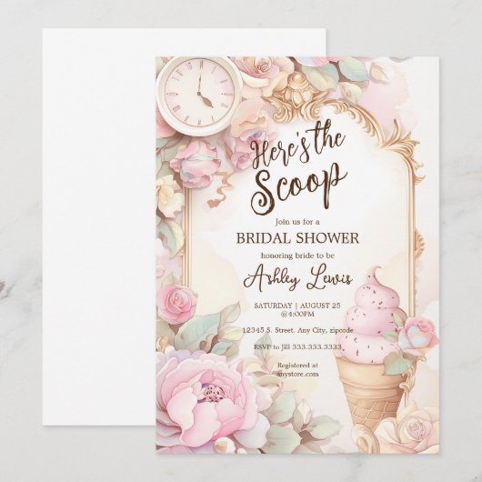 Ice cream  blush ijs bruids kaart (Voorkant / Achterkant)