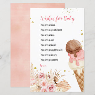 Ice Cream Boho Floral wenst Baby Kaart