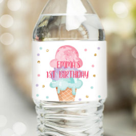 Ice Cream Bottle Wrapper Summer Scoop Pink Paars Waterfles Etiket