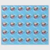 Ice Cream Bowl Blue Birthday Wrapping Paper Cadeaupapier (Vlak)