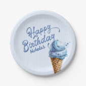 Ice Cream Boys Alle Leeftijd Verjaardag Papieren Bordje (Voorkant)
