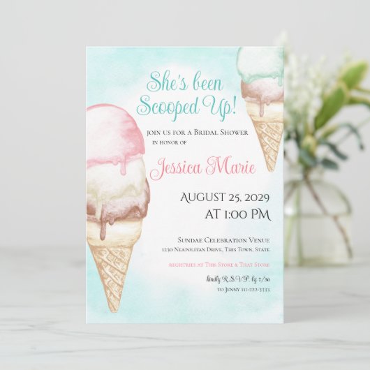 Ice Cream bruids douche uitnodiging (Staand voorkant)
