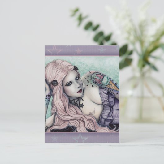 Ice Cream bubblegoth Tattoos Girl pastel briefkaar Briefkaart (Staand voorkant)