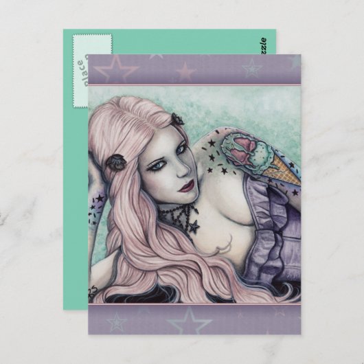 Ice Cream bubblegoth Tattoos Girl pastel briefkaar Briefkaart (Voorkant / Achterkant)