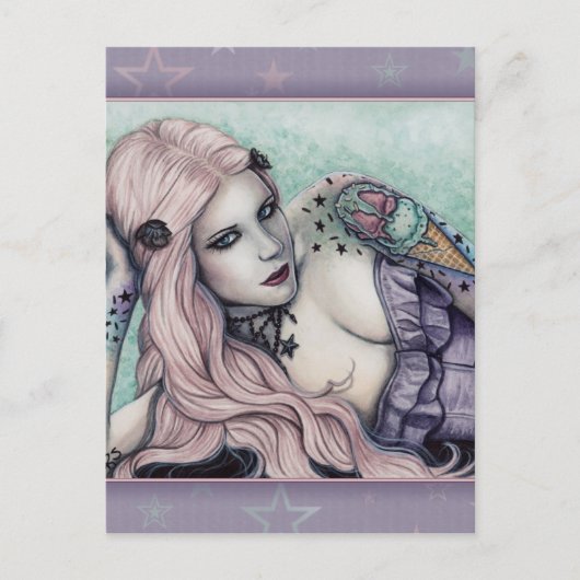 Ice Cream bubblegoth Tattoos Girl pastel briefkaar Briefkaart (Voorkant)
