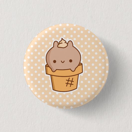 Ice Cream Bunny Button *KIES UW EIGEN GROOTTE (Voorkant)