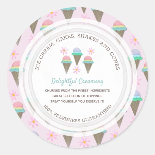 Ice Cream Business Custom Classic Round Sticker (Voorkant)