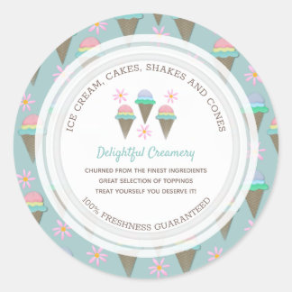 Ice Cream Business Custom Classic Round Sticker