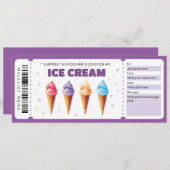 Ice Cream Cadeaubon Sjabloon, Sundae Lover Kaart (Voorkant / Achterkant)