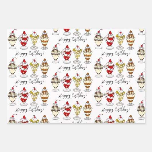 Ice Cream, Cake and Snoep Birthday Inpakpapier Vel (Voorkant 3)