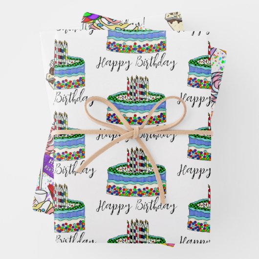 Ice Cream, Cake and Snoep Birthday Inpakpapier Vel (In situ)