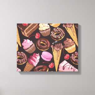 Ice Cream, Cake, Cupcakes en Cheesecake Delight Canvas Afdruk