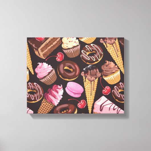 Ice Cream, Cake, Cupcakes en Cheesecake Delight Canvas Afdruk (Voorkant)