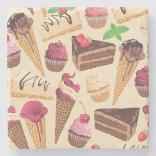 Ice Cream, Cake, Cupcakes en Cheesecake Delight Stenen Onderzetter