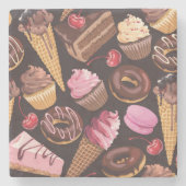 Ice Cream, Cake, Cupcakes en Cheesecake Delight Stenen Onderzetter (Voorkant)