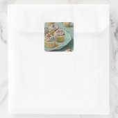 Ice cream cake vierkante sticker (Tas)