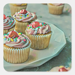 Ice cream cake vierkante sticker