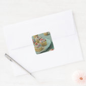 Ice cream cake vierkante sticker (Envelop)