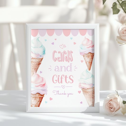 Ice cream Cards and gifts birthday pastel Poster