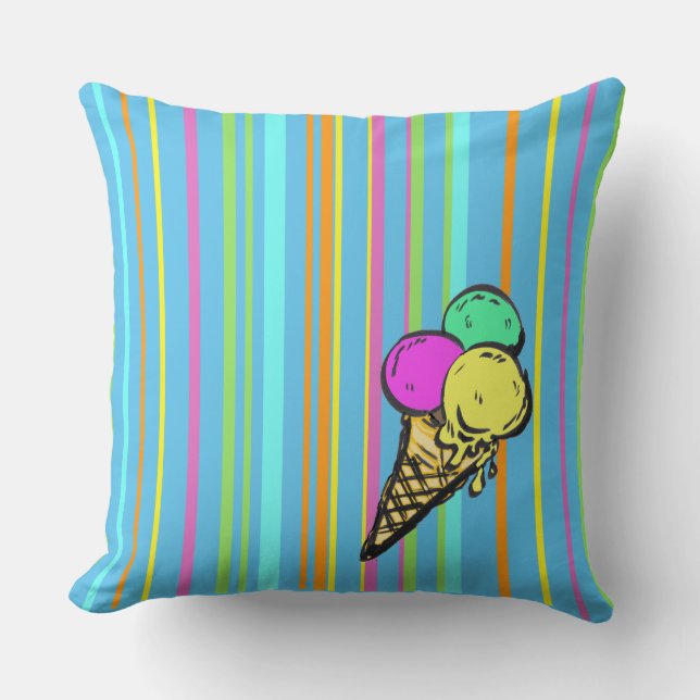 Ice Cream Cartoon Stripes Pattern Sierkussen (Voorkant)