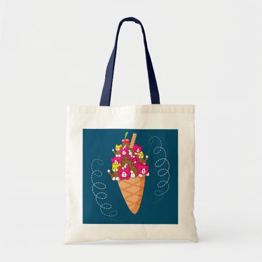 Ice Cream Cat Dairy Food Sundae Gelato Kat Meow Tote Bag (Voorkant)
